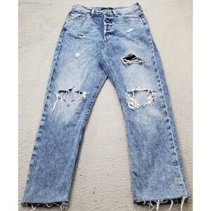 Aero Jeans Womens 4 Blue Denim Raw Hem Faded Distressed‎ High-Rise Skinny Leg